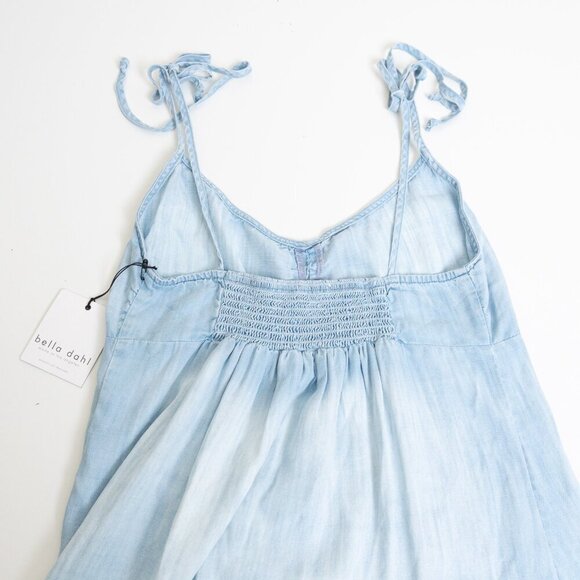✨ Bella Dahl Blue Chambray Dress 100 % Lyocell Smocked Back A-Line Summer - Picture 11 of 14
